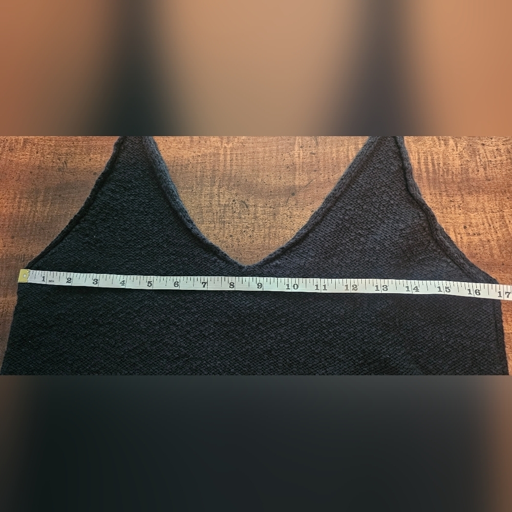 Zara Knit Black Boho Hippie Cropped Sweater Tank Top Size Medium - Picture 8 of 10